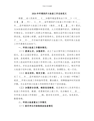 2024年环境保护大检查工作总结范文