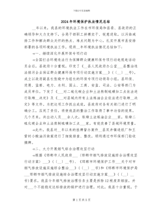 2024年环境保护执法情况总结