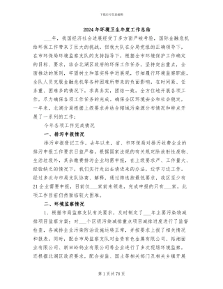 2024年环境卫生年度工作总结