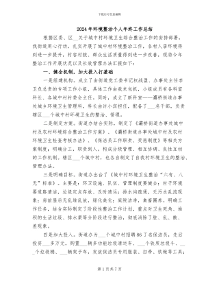 2024年环境整治个人年终工作总结