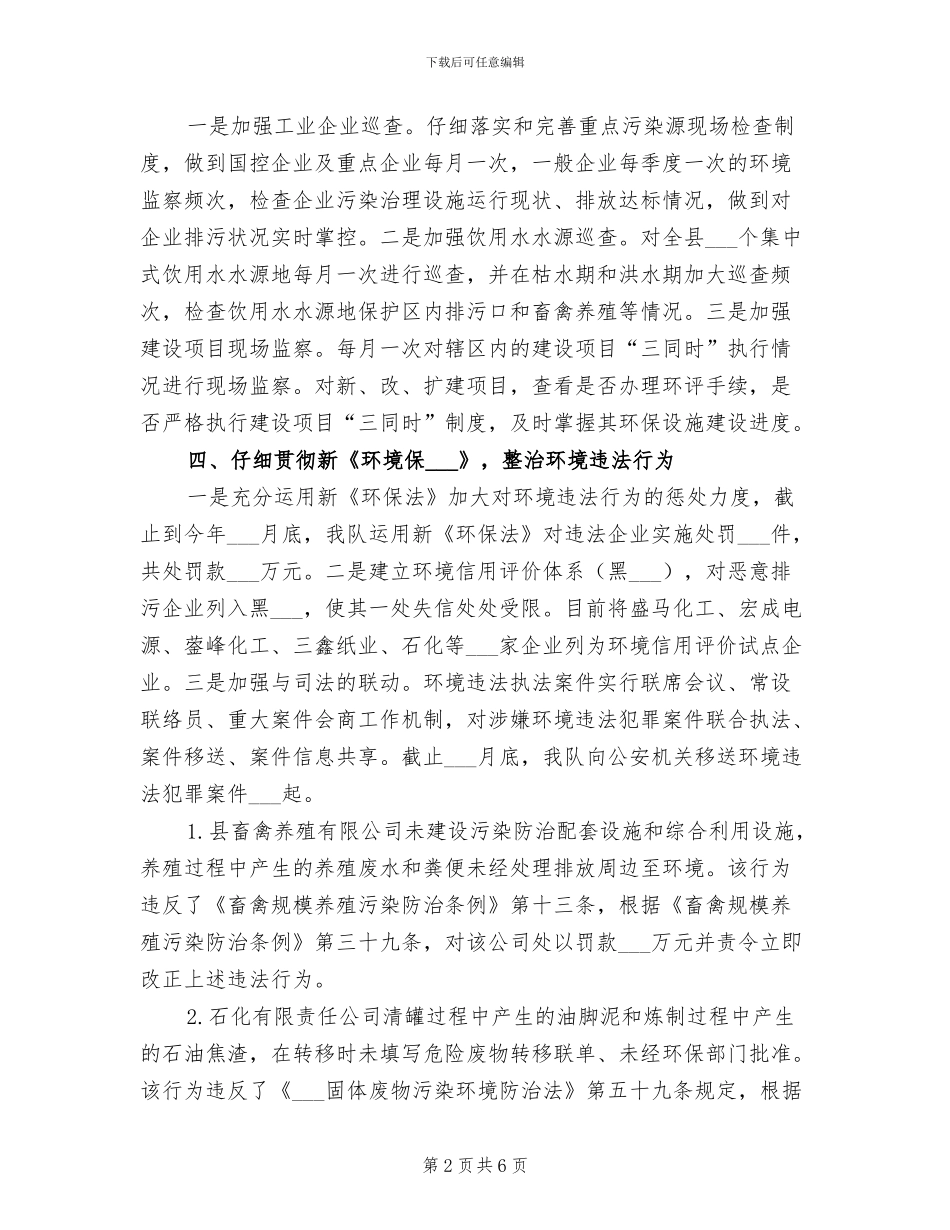 2024年环境监察大队半年工作总结_第2页