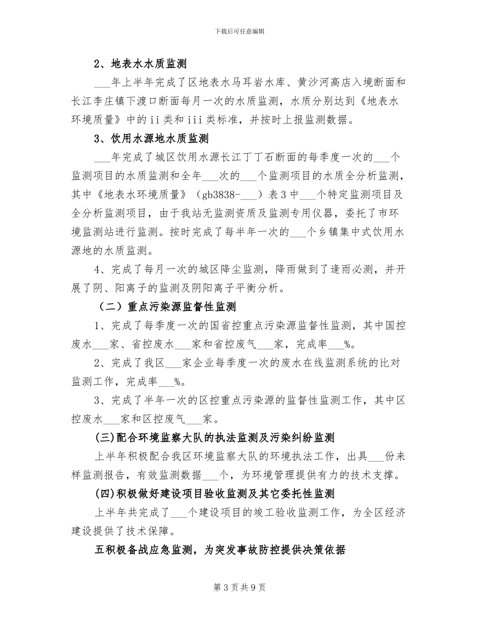 2024年环境监测站半年工作总结_第3页