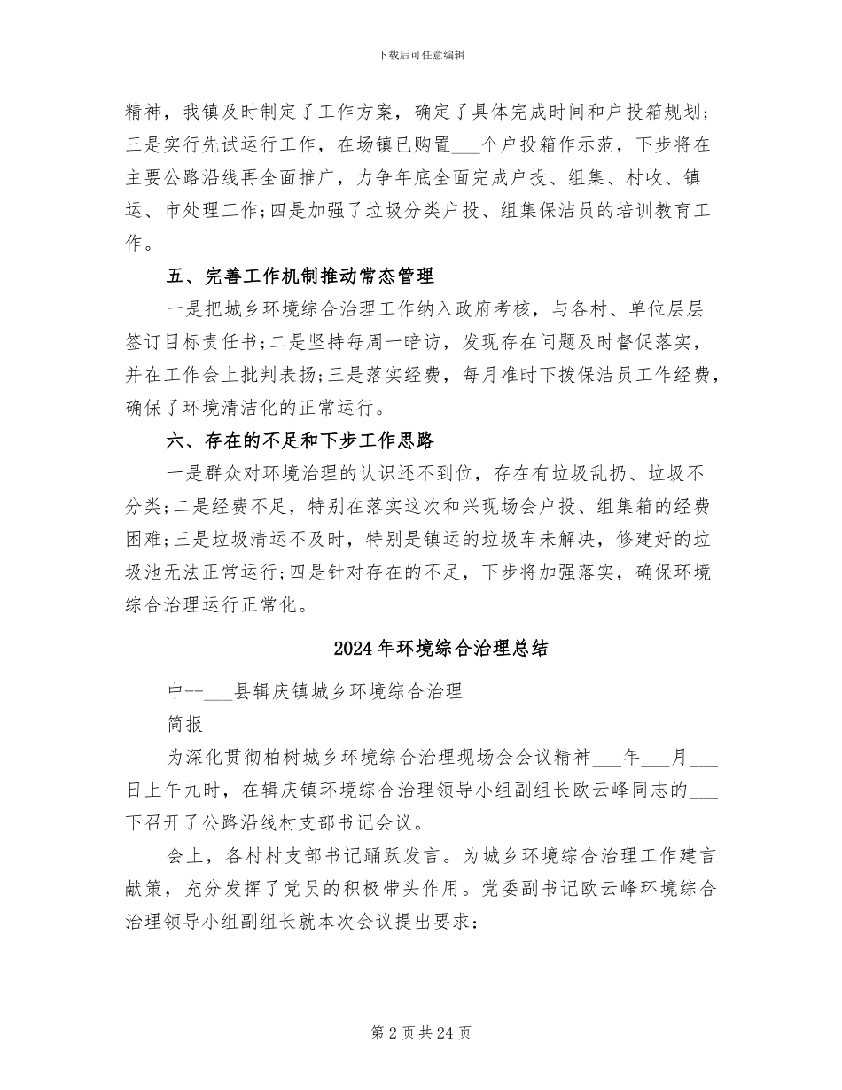 2024年环境综合治理年终工作总结_第2页