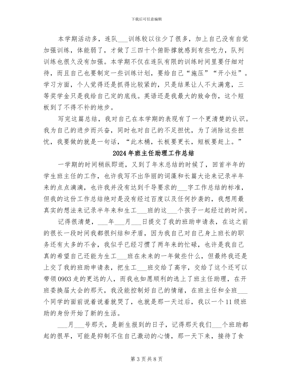 2024年班主任助理学期总结范文_第3页