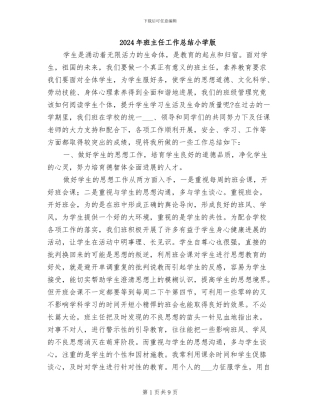 2024年班主任工作总结小学版