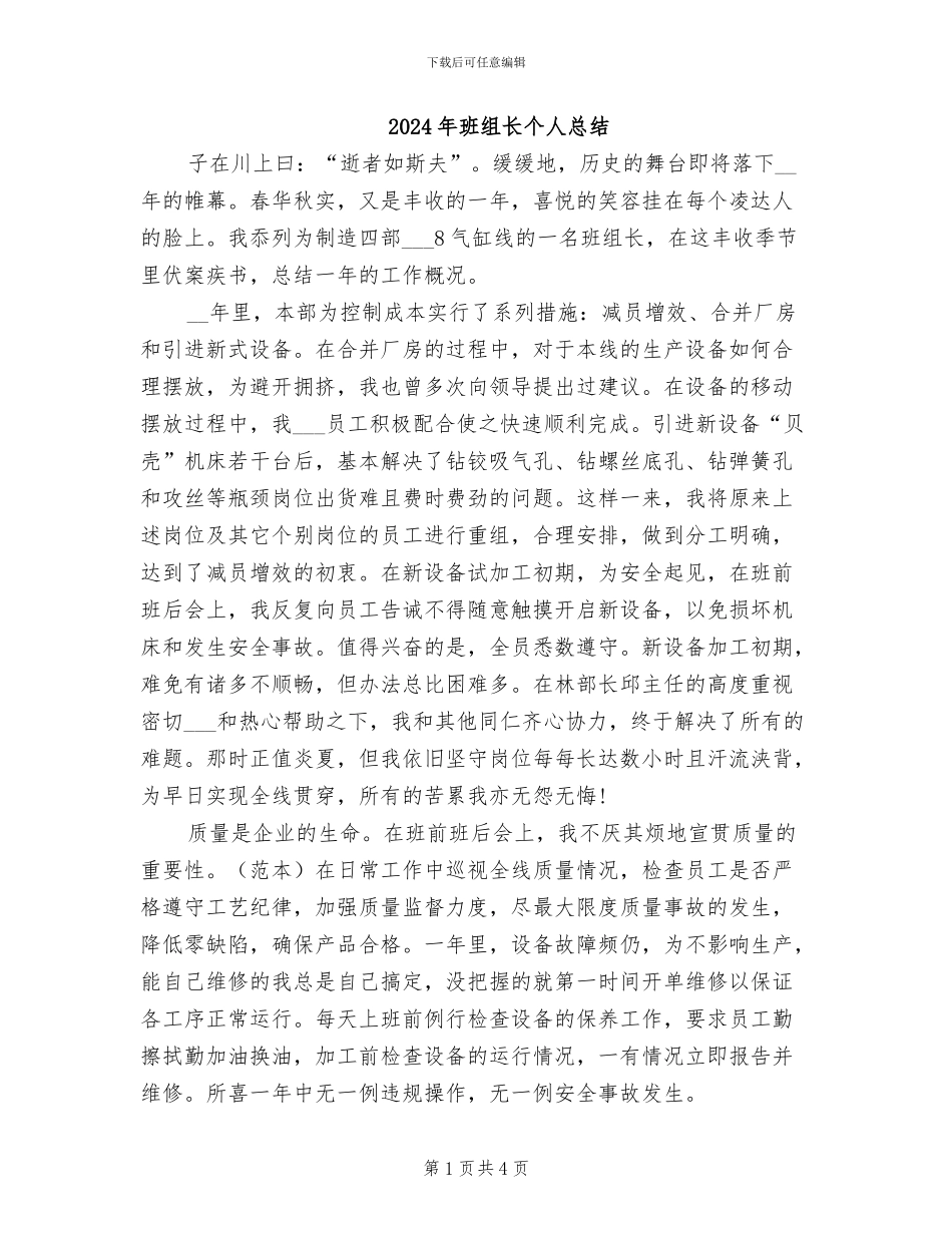 2024年班组长个人总结_第1页