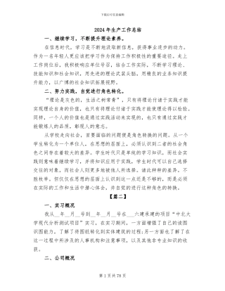 2024年生产工作总结