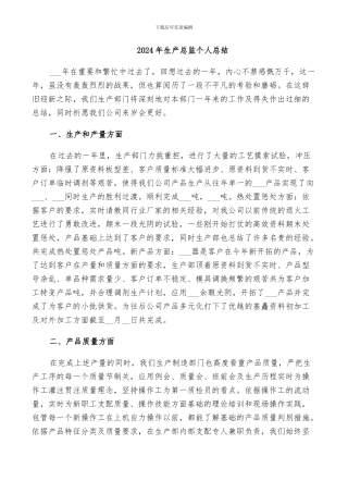 2024年生产总监个人总结