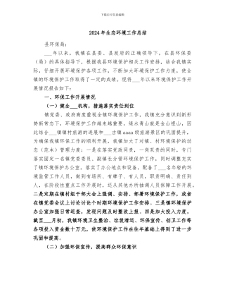 2024年生态环境工作总结