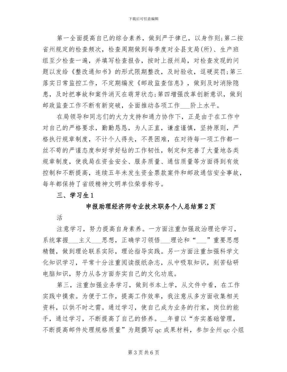 2024年申报助理经济师专业技术职务个人总结_第3页