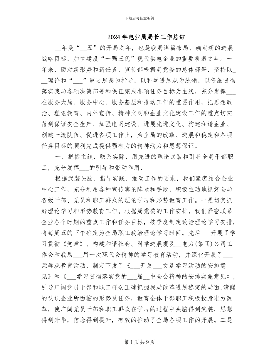 2024年电业局局长工作总结_第1页