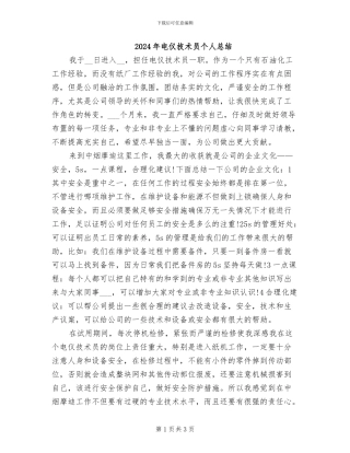 2024年电仪技术员个人总结