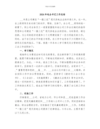 2024年电企书记工作总结