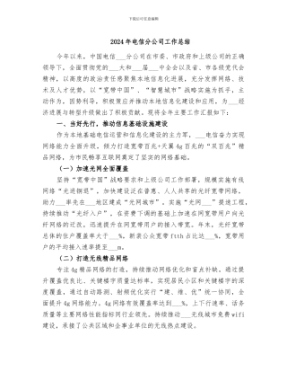 2024年电信分公司工作总结