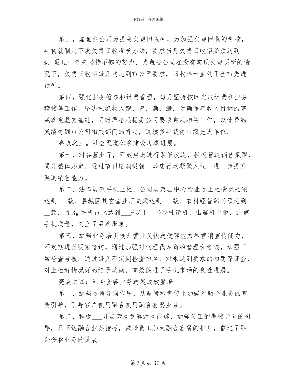 2024年电信分公司年度工作总结_第3页