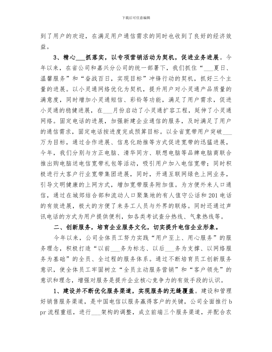 2024年电信局工作总结_第2页