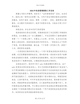 2024年电信营销销售工作总结