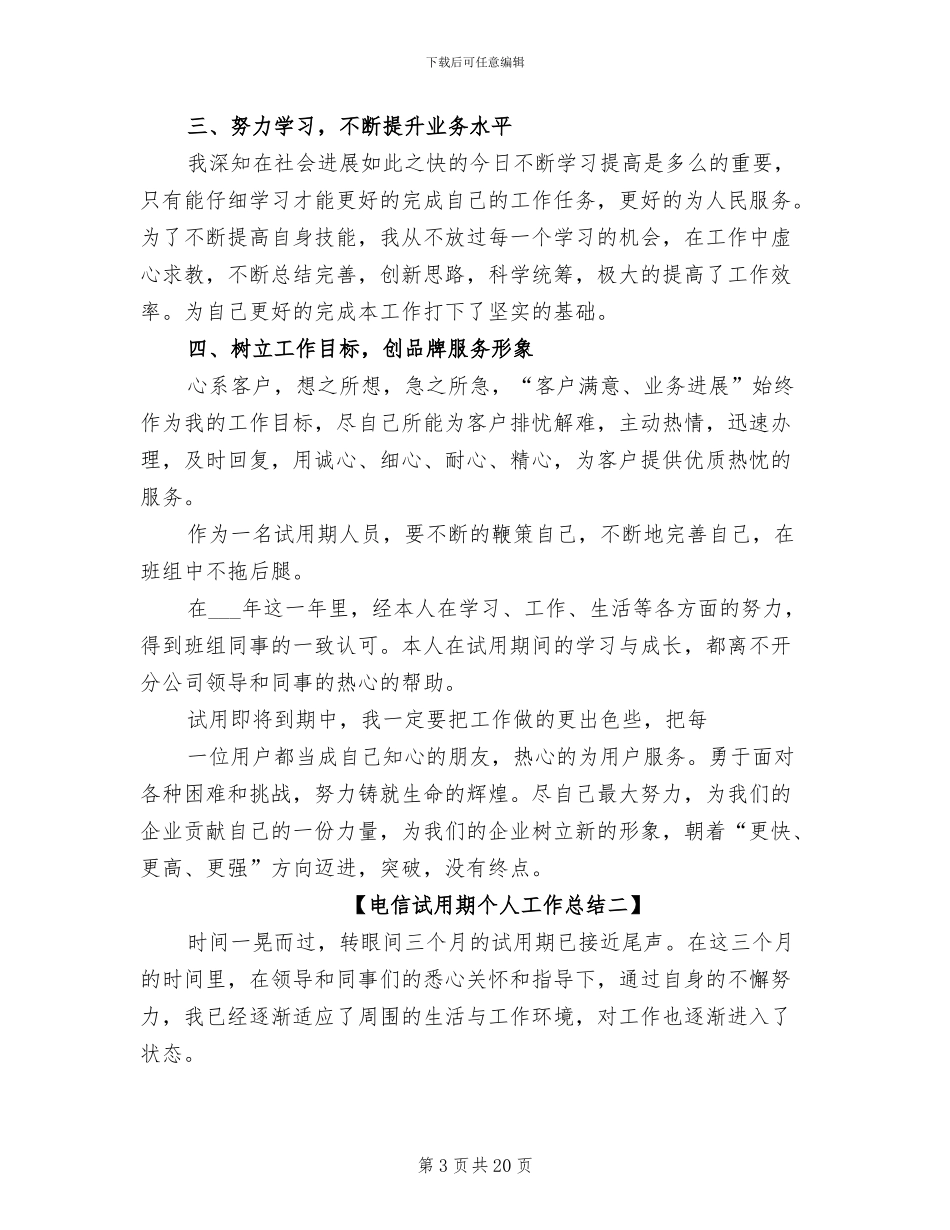 2024年电信试用期个人总结_第3页