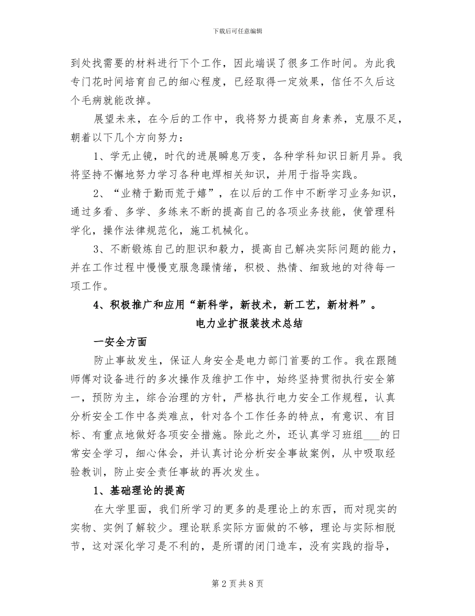 2024年电力专业技术年度工作总结_第2页