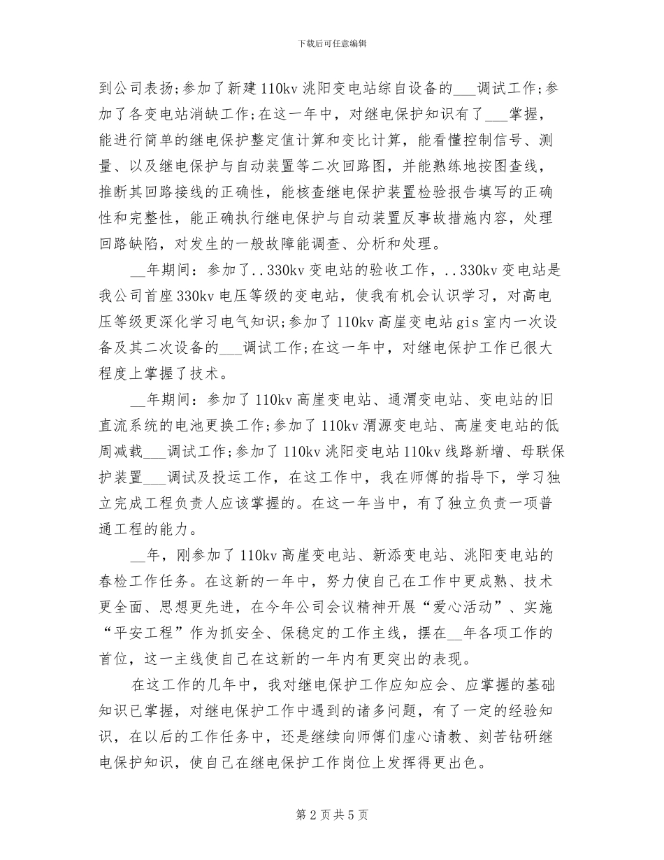 2024年电力专业技术年度个人总结_第2页