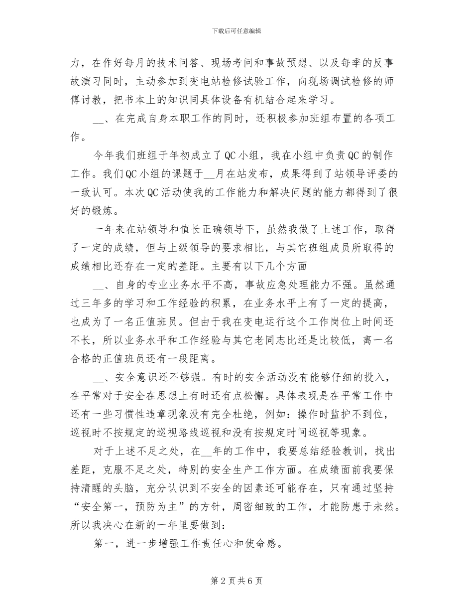 2024年电力个人工作总结范文_第2页