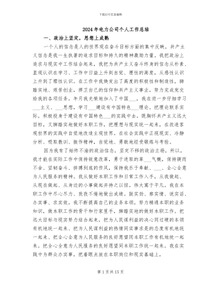 2024年电力公司个人工作总结