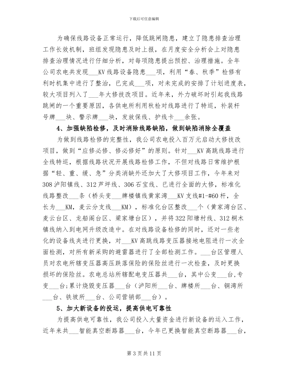 2024年电力公司农电总站安全生产工作总结_第3页