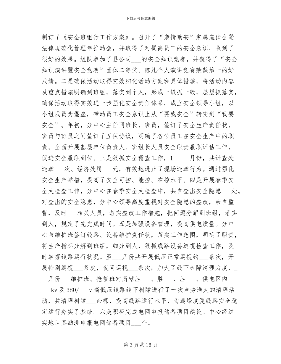 2024年电力公司客户服务分中心半年度总结_第3页