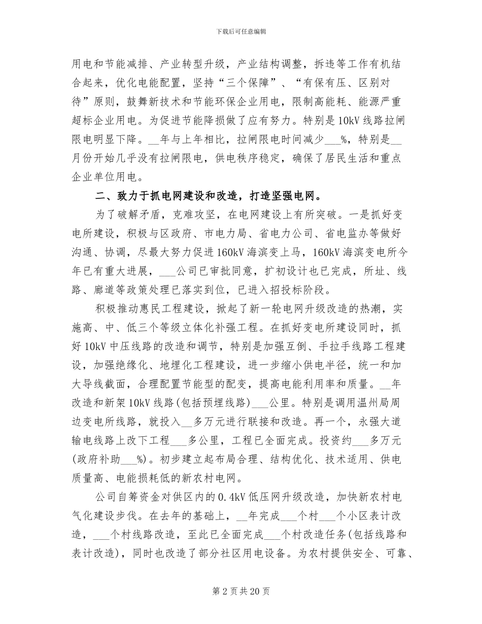 2024年电力公司工作总结_第2页