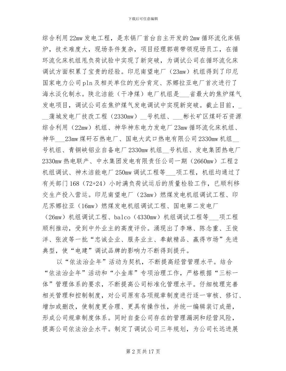 2024年电力公司年度工作总结与计划_第2页