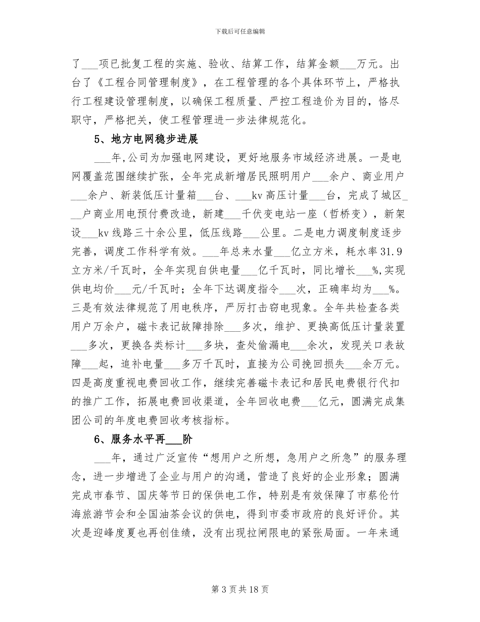 2024年电力公司经营管理工作总结_第3页