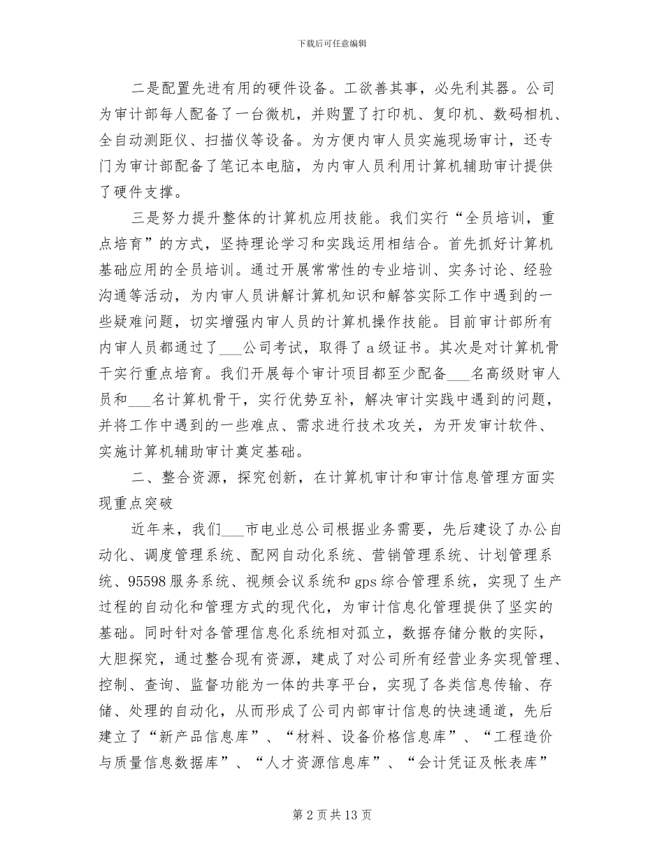 2024年电力内部审计工作总结_第2页