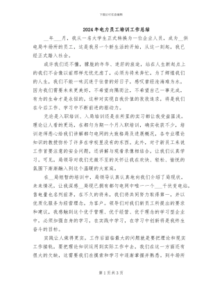 2024年电力员工培训工作总结
