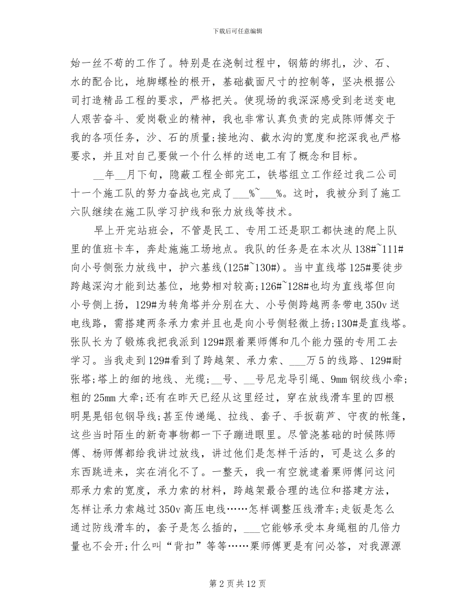 2024年电力员工工作总结_第2页