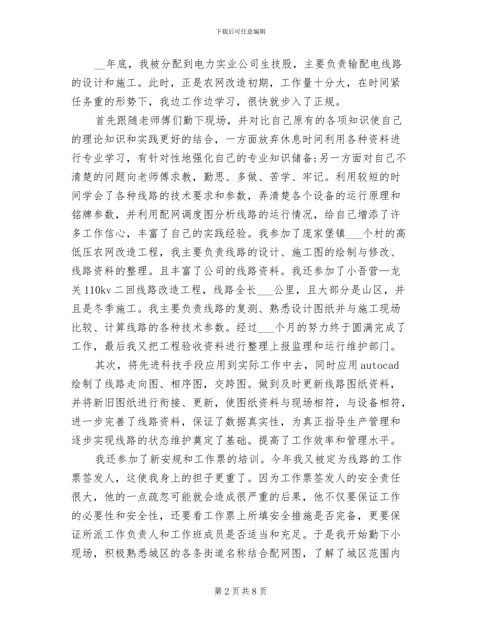 2024年电力行业个人工作总结_第2页