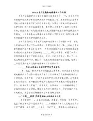 2024年电力设施和电能保护工作总结