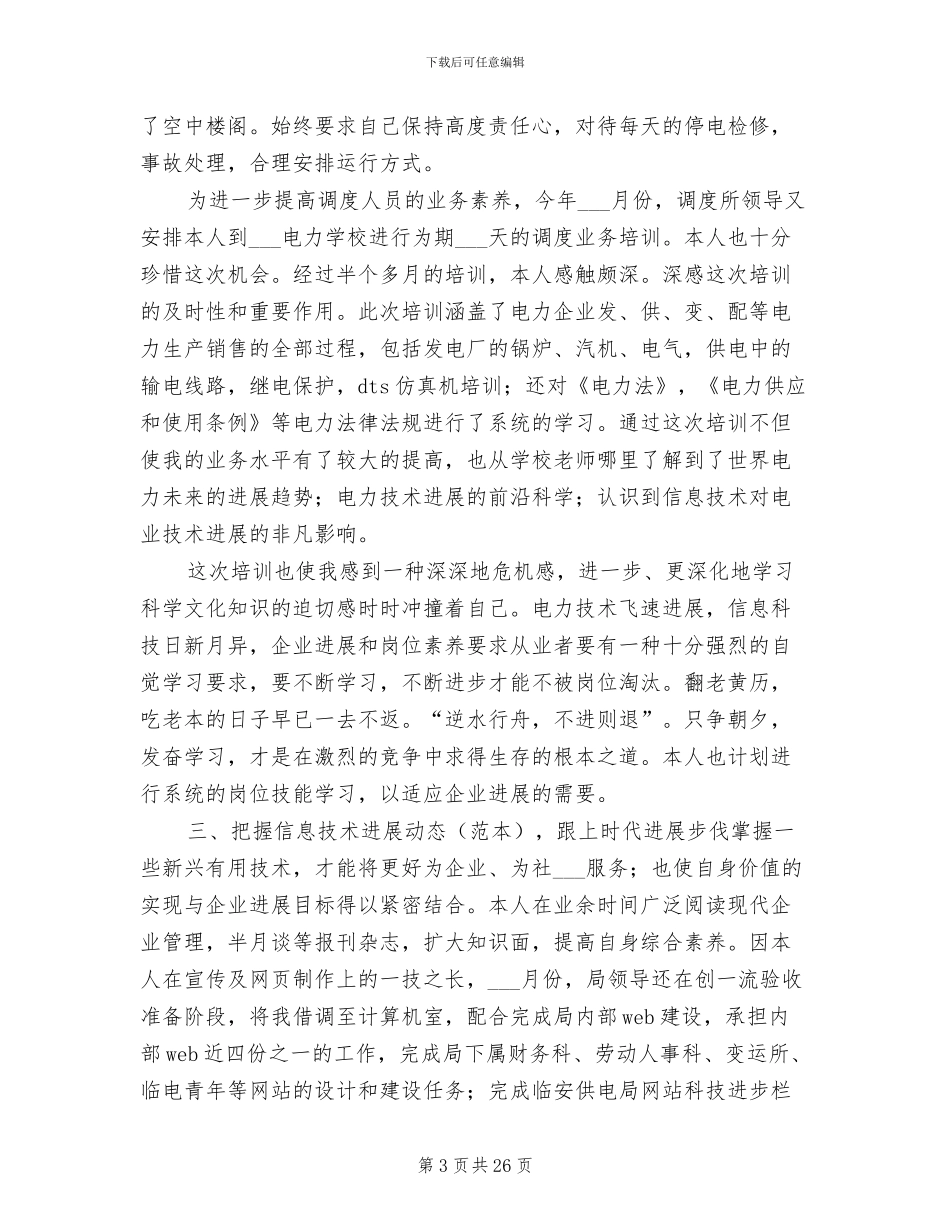 2024年电力调度所某年度个人小结_第3页