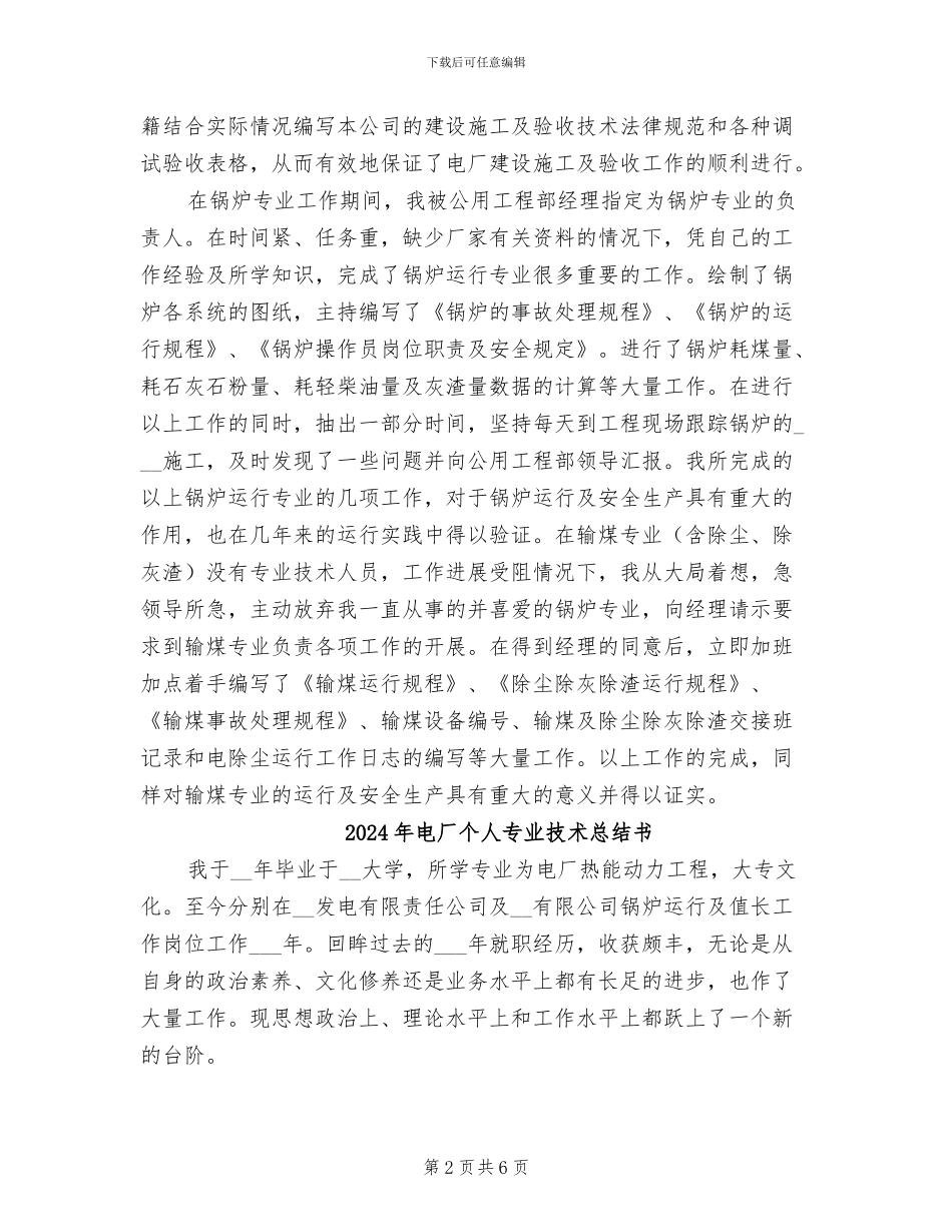 2024年电厂个人专业技术总结_第2页