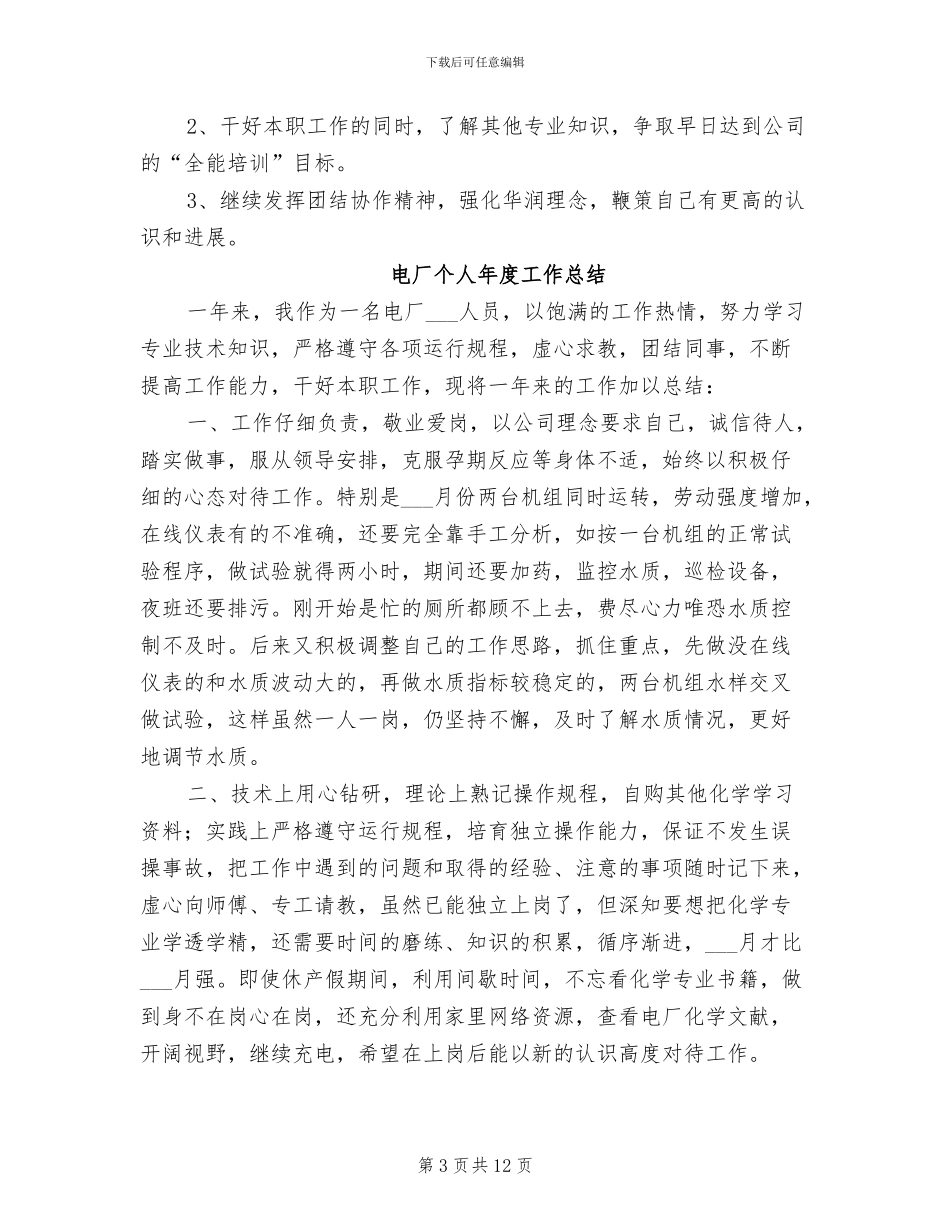 2024年电厂个人工作自我总结_第3页