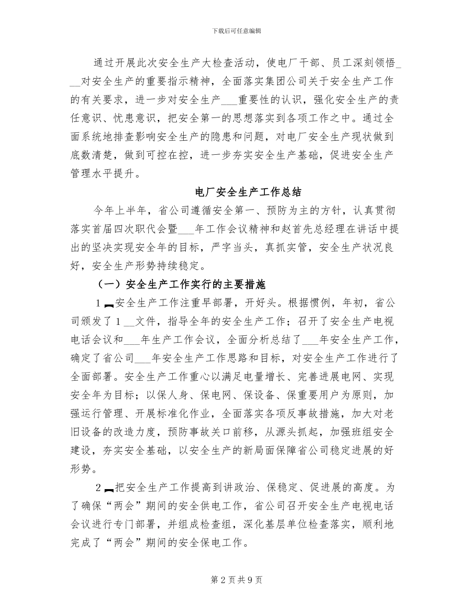 2024年电厂安全生产大检查总结_第2页