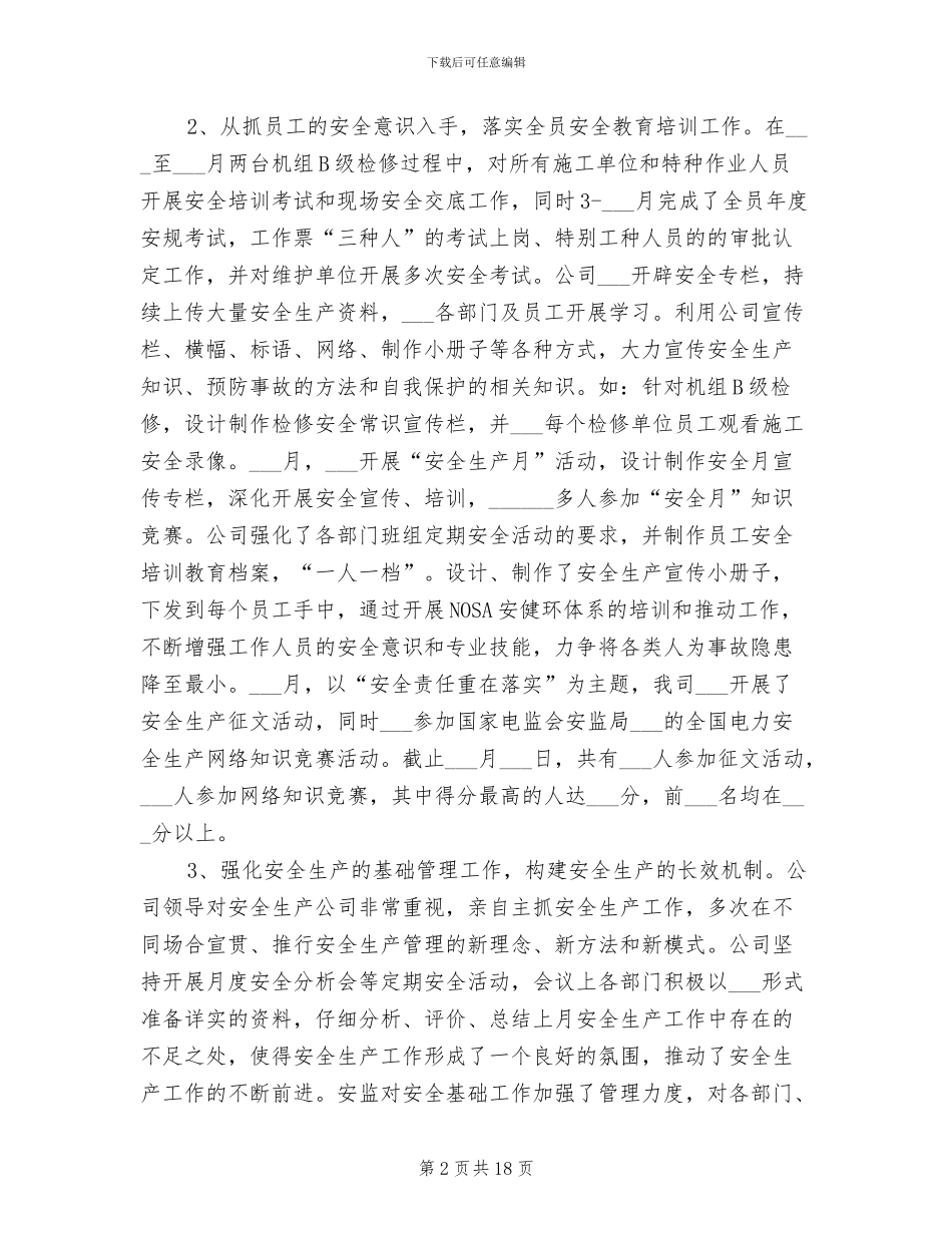 2024年电厂安全生产部年度工作总结_第2页