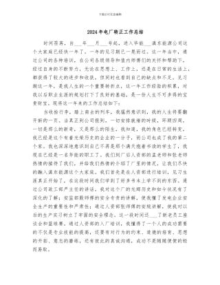 2024年电厂转正工作总结