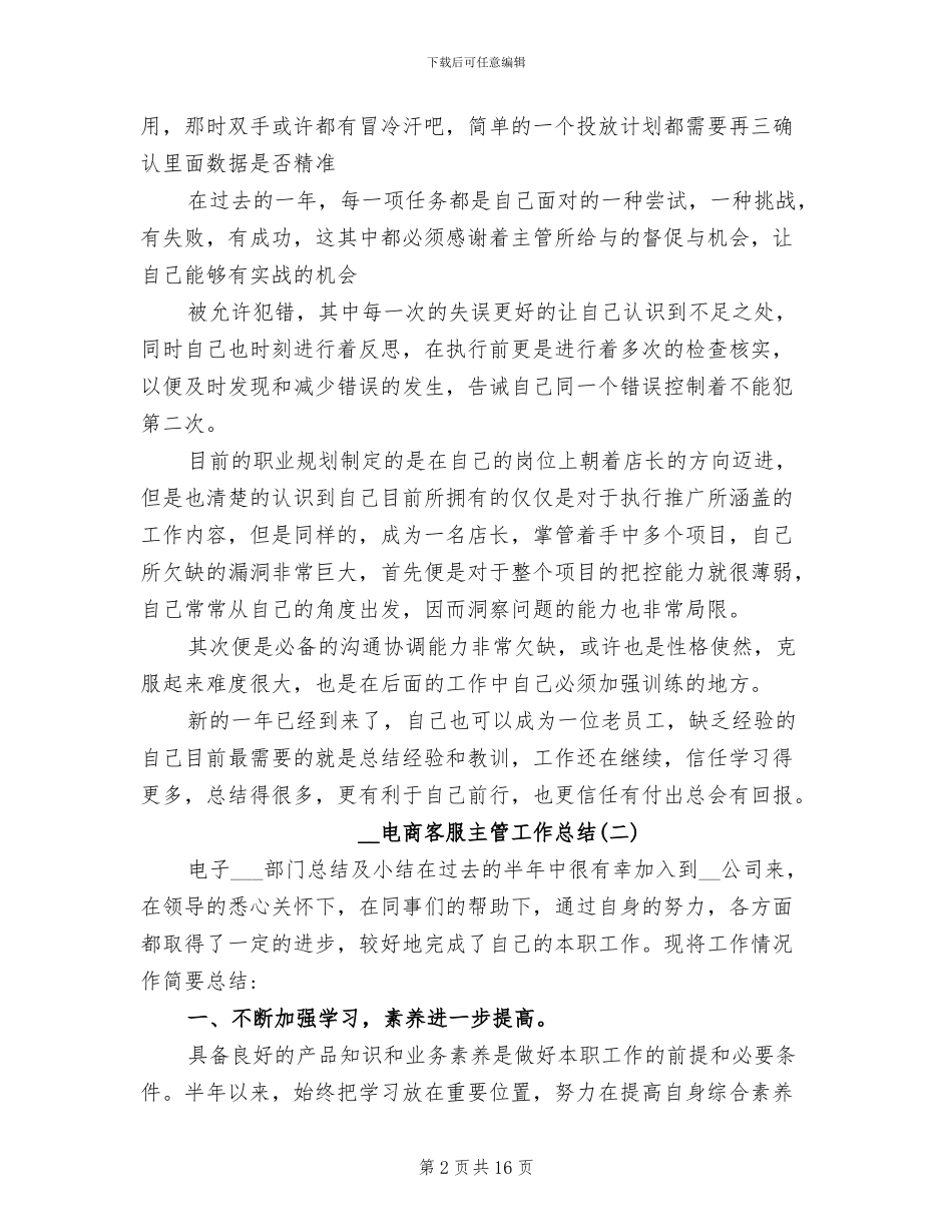 2024年电商客服主管工作总结_第2页