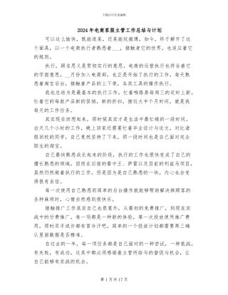 2024年电商客服主管工作总结与计划