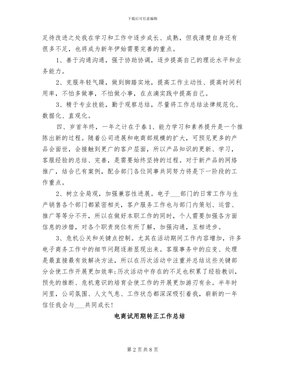 2024年电商试用期转正工作小结_第2页