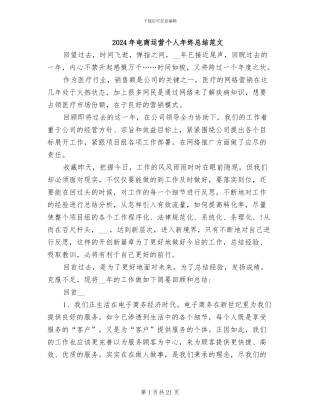 2024年电商运营个人年终总结范文
