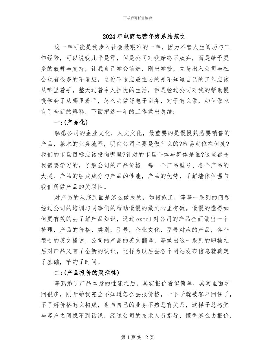 2024年电商运营年终总结范文_第1页