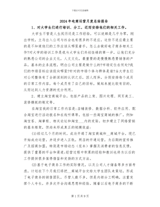 2024年电商运营月度总结报告