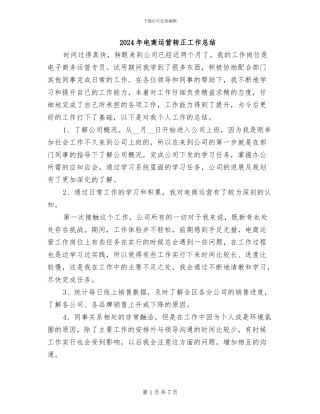 2024年电商运营转正工作总结