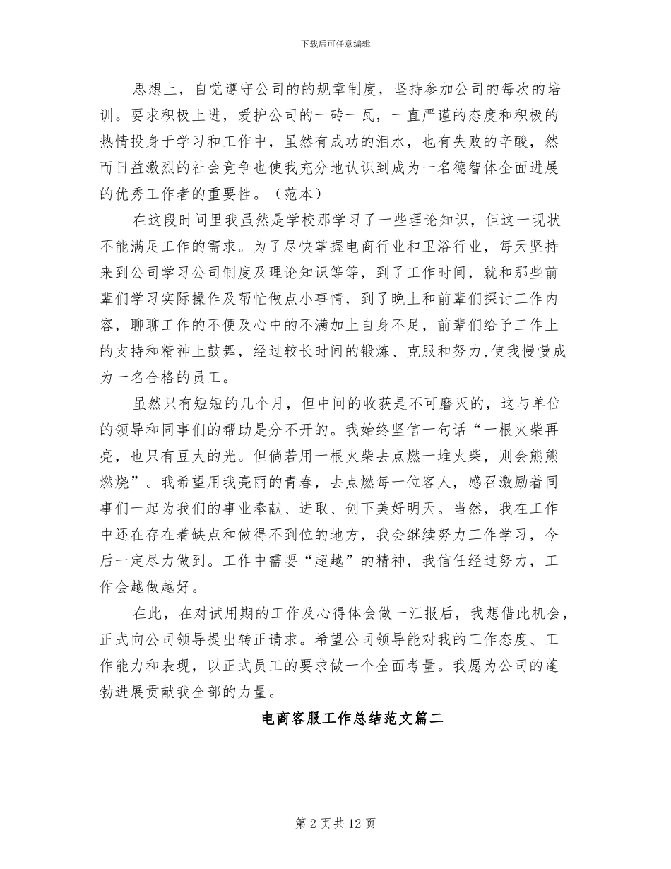 2024年电商客服工作总结范文_第2页
